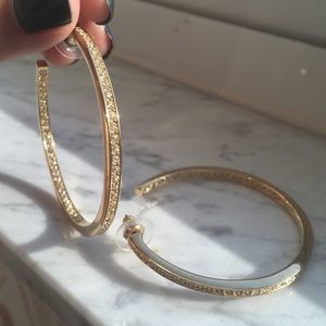 Swarovski Gold Plated Hoop Pave Crystal Earring